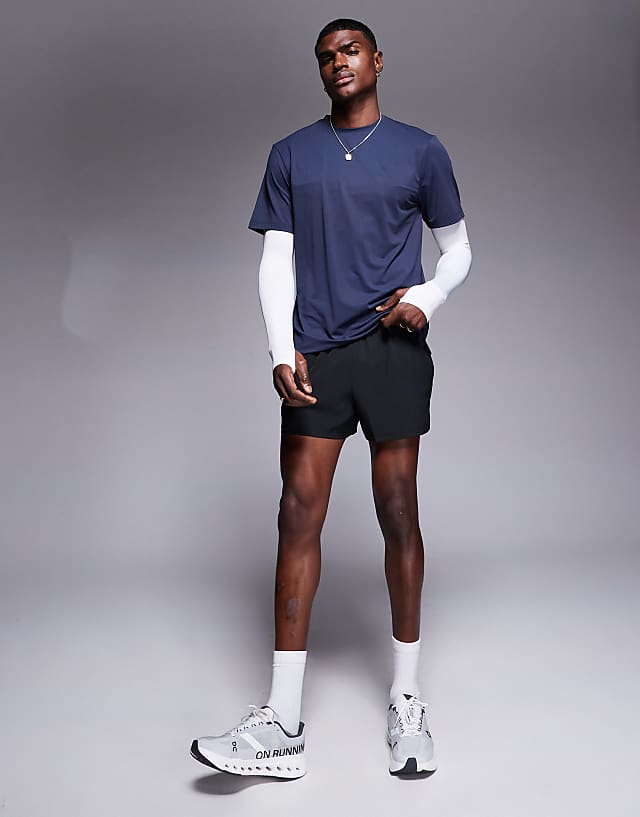 Asos 4505 Icon 3 Inch Quick Dry Running Shorts With Back Phone Pocket 2 Pack In Black And Light Blue