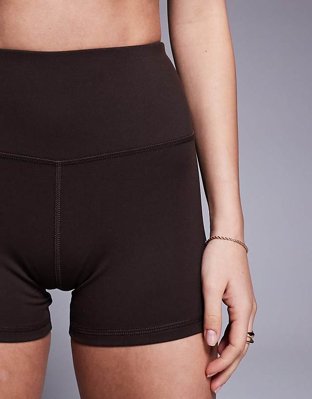 Asos 4505 Icon 3 Inch Soft Touch High Waist Booty Short In Chocolate