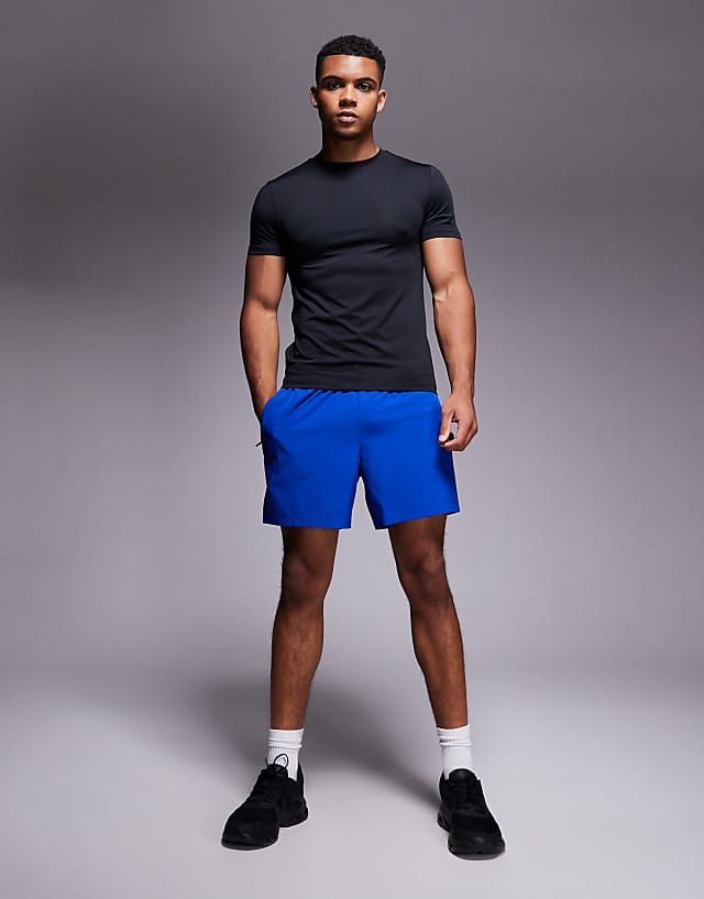 Asos 4505 Icon 5 Inch Quick Dry Training Shorts With Zip Pockets In Cobalt Blue