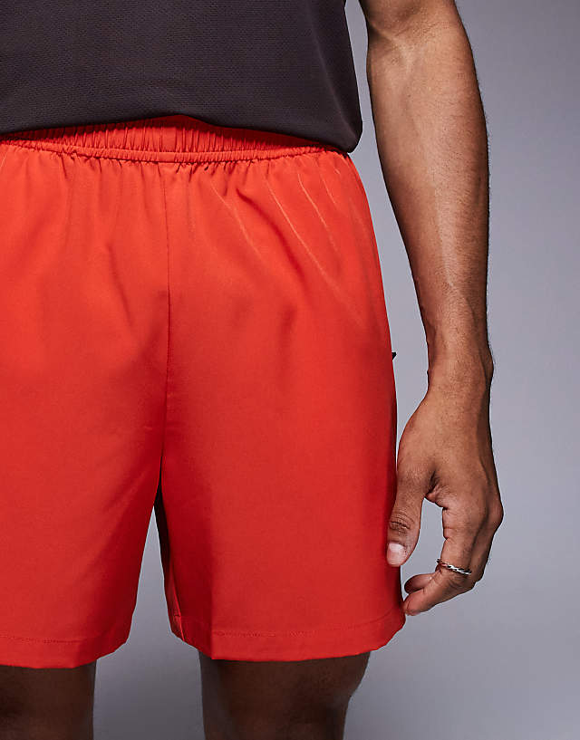 Asos 4505 Icon 5 Inch Quick Dry Training Shorts With Zip Pockets In Red
