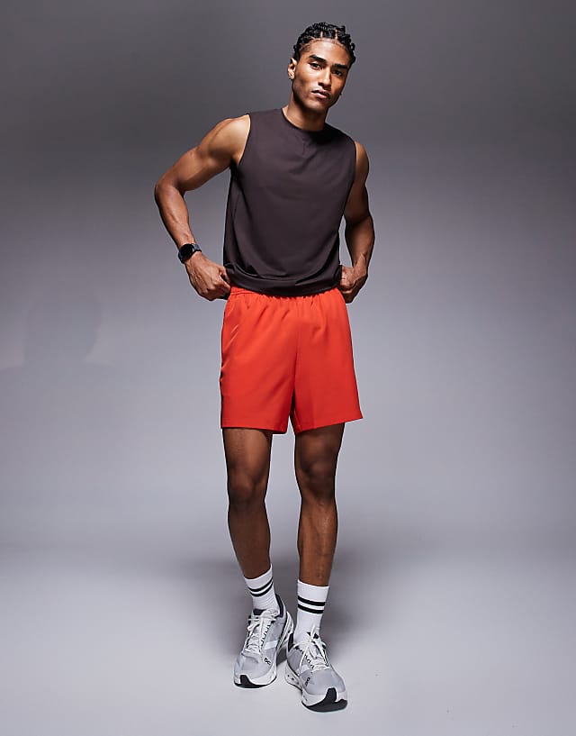 asos 4505 Icon 5 inch quick dry training shorts with zip pockets in red