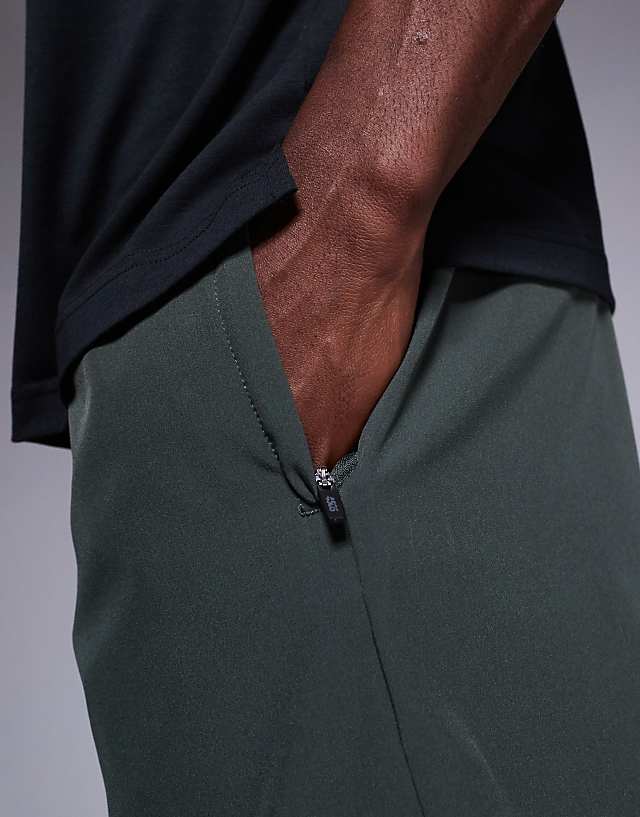 Asos 4505 Icon 5 Inch Quick Dry Training Shorts With Zip Pockets In Dark Green