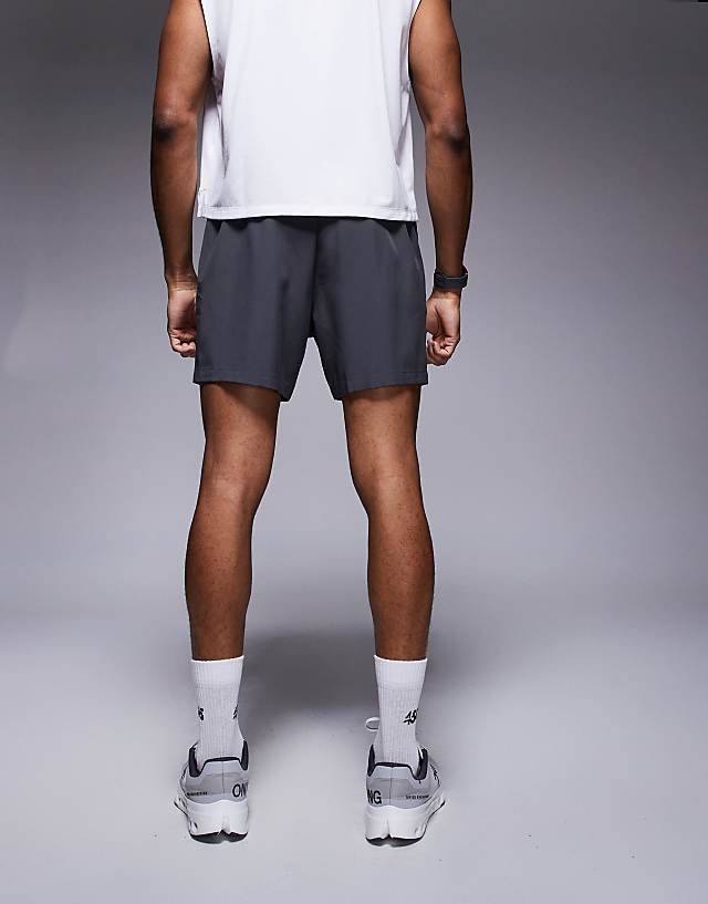 Asos 4505 Icon 5 Inch Quick Dry Training Shorts With Zip Pockets In Graphite