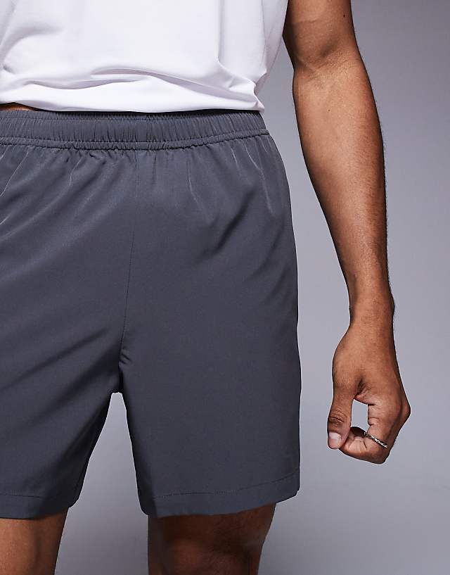 Asos 4505 Icon 5 Inch Quick Dry Training Shorts With Zip Pockets In Graphite