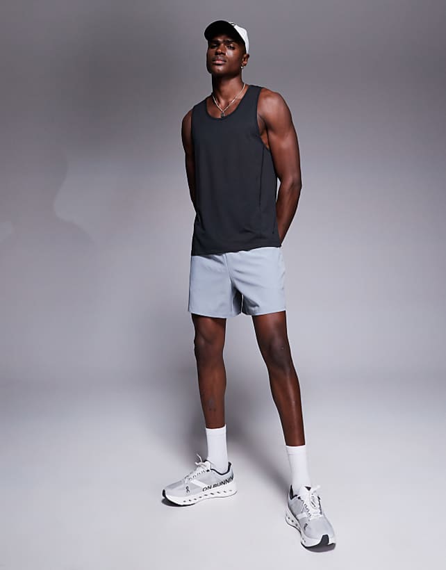 Asos 4505 Icon 5 Inch Quick Dry Training Shorts With Zip Pockets In Grey