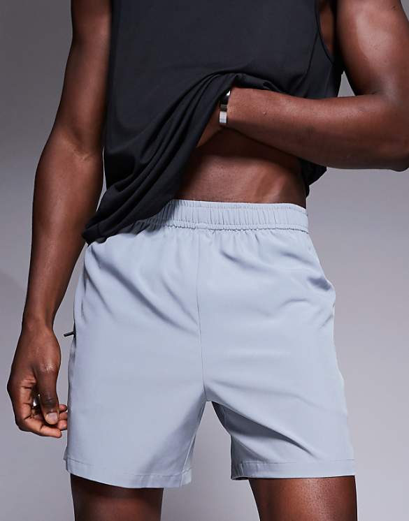 asos 4505 Icon 5 inch quick dry training shorts with zip pockets in grey