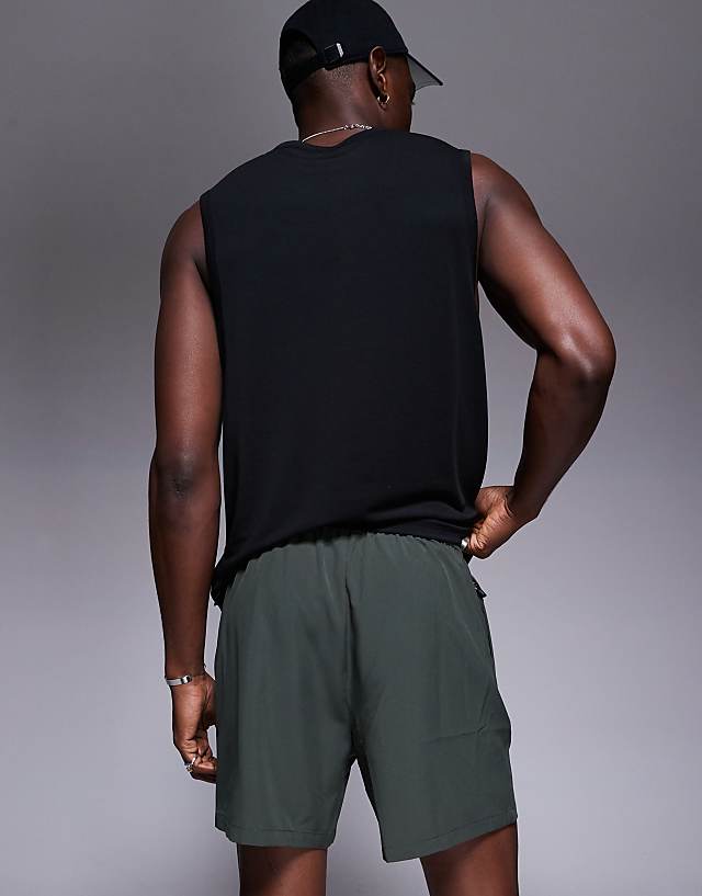 Asos 4505 Icon 5 Inch Quick Dry Training Shorts With Zip Pockets 2 Pack In Grey And Khaki
