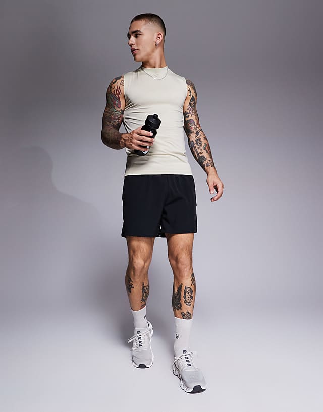 asos 4505 Icon 5 inch quick dry training shorts with zip pockets in black