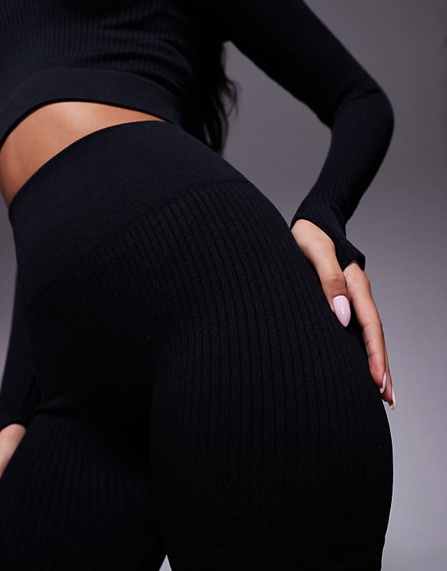 Asos 4505 Icon 5 Inch Seamless Rib Legging Short In Black