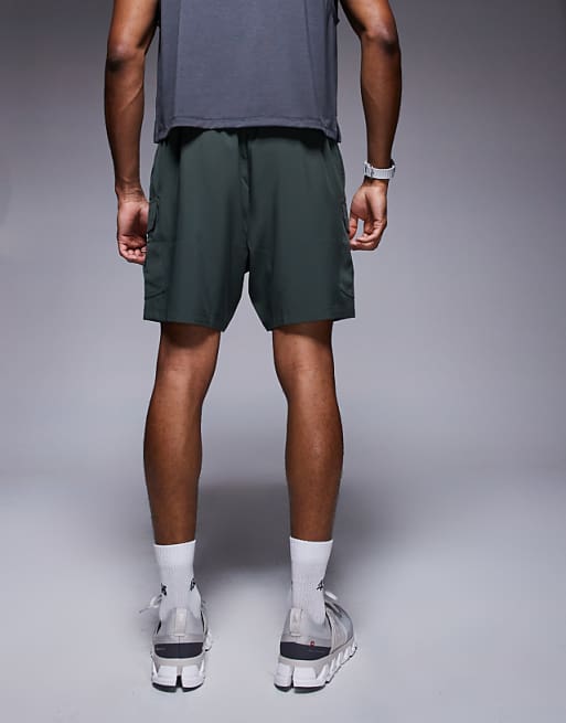 Asos 4505 Icon 7 Inch Quick Dry Training Cargo Shorts With Zip Pockets In Deep Khaki