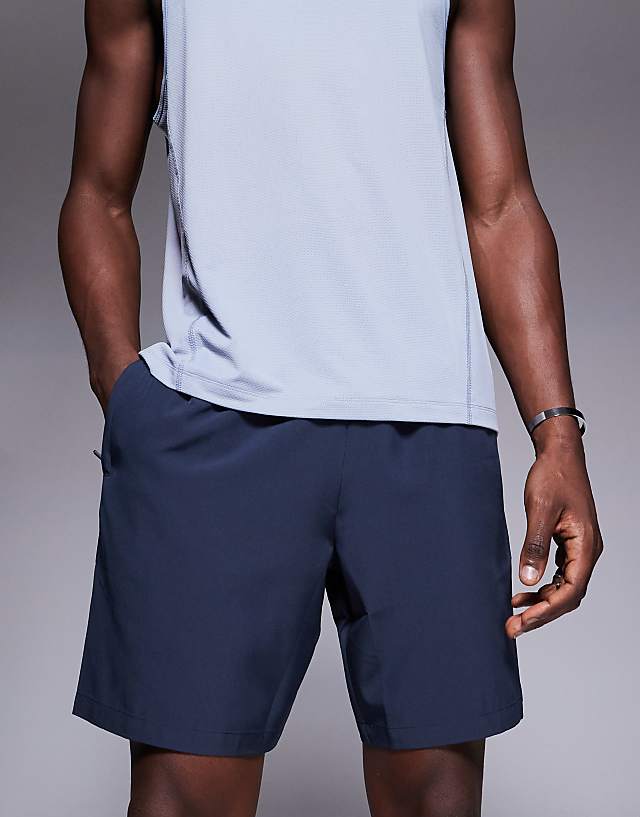 Asos 4505 Icon 7 Inch Quick Dry Training Shorts With Zip Pockets In Midnight Navy