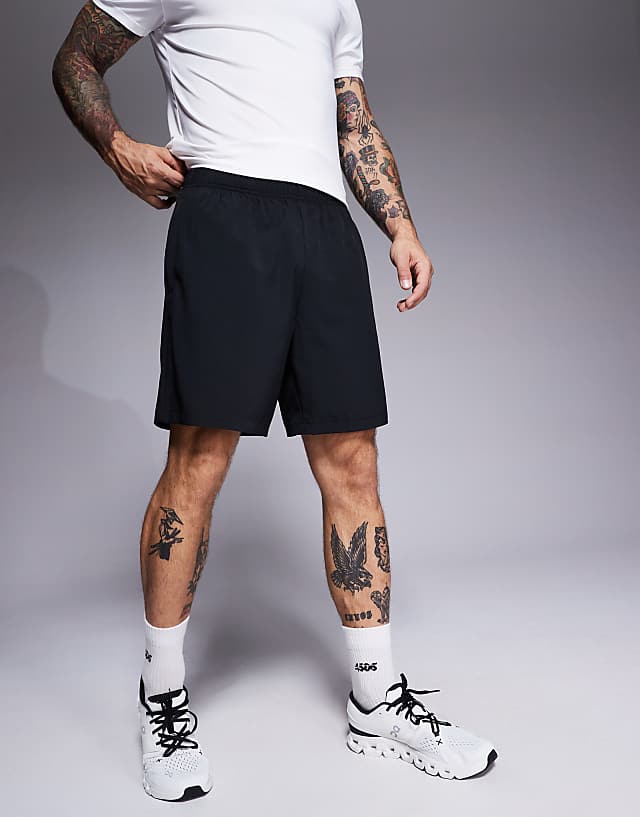 asos 4505 Icon 7 inch quick dry training shorts with zip pockets in black