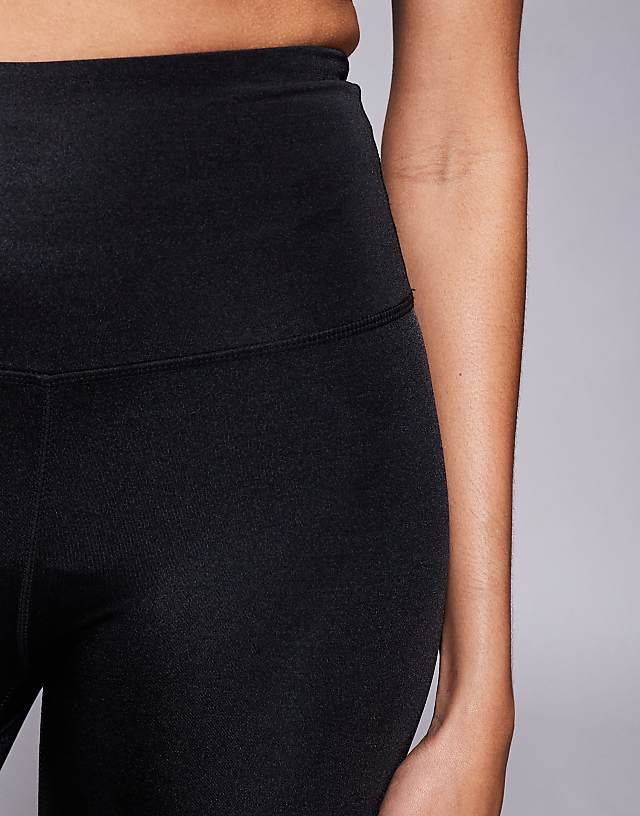 Asos 4505 Icon Active Bum Sculpt High Waist Gym Legging With Inner Pocket In Black Sheen