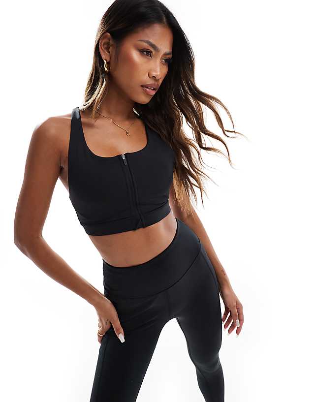asos 4505 Icon active high support sports bra with removable padding and adjustable straps in black