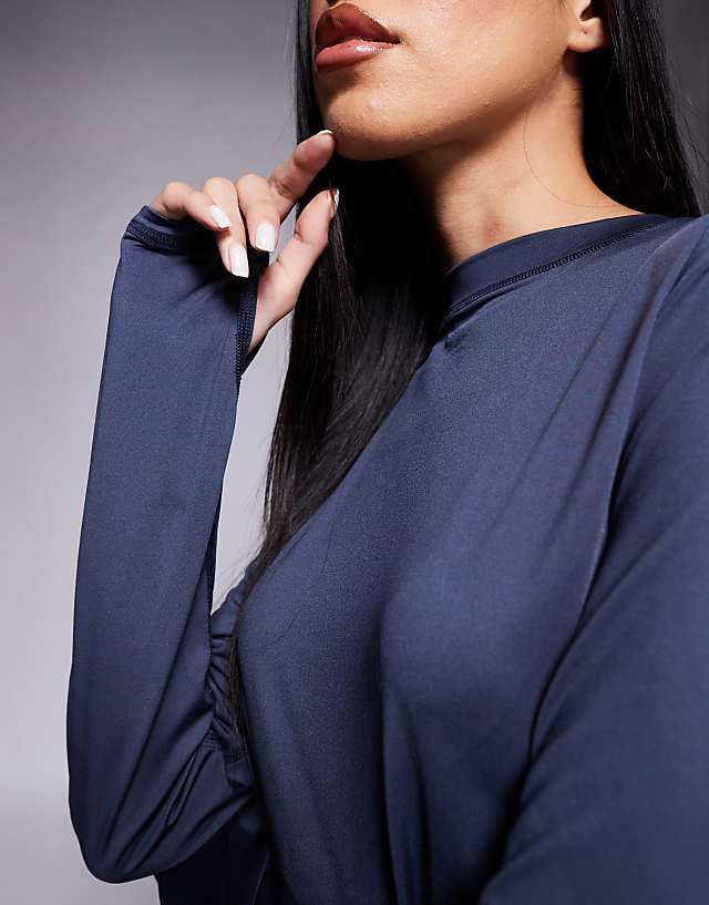 Asos 4505 Icon Active Quick Dry Long Sleeve Running Top In Navy