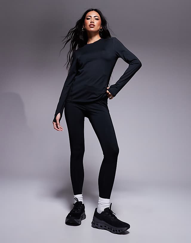 Asos 4505 Icon Active Quick Dry Long Sleeve Running Top In Black