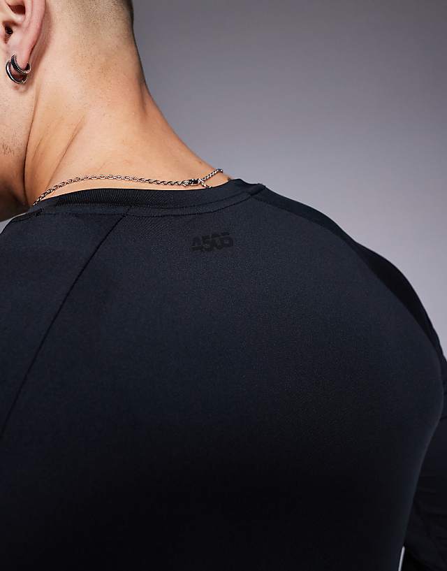 Asos 4505 Icon Active Quick Dry Muscle Fit Base Layer Training Long Sleeve Top In Black