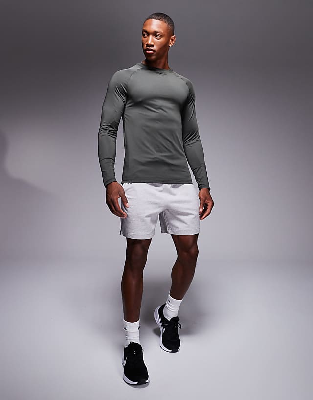 Asos 4505 Icon Active Quick Dry Muscle Fit Base Layer Training Long Sleeve Top In Khaki