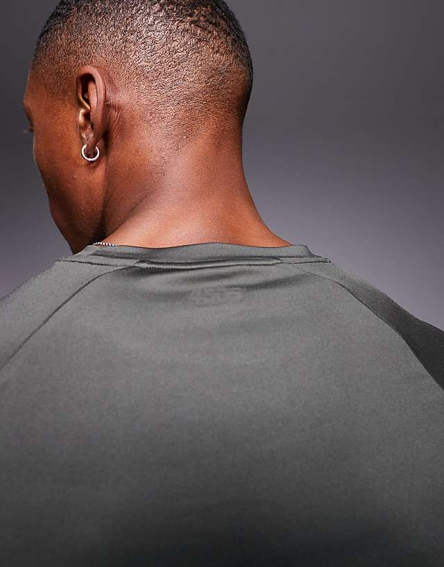 Asos 4505 Icon Active Quick Dry Muscle Fit Base Layer Training Long Sleeve Top In Khaki