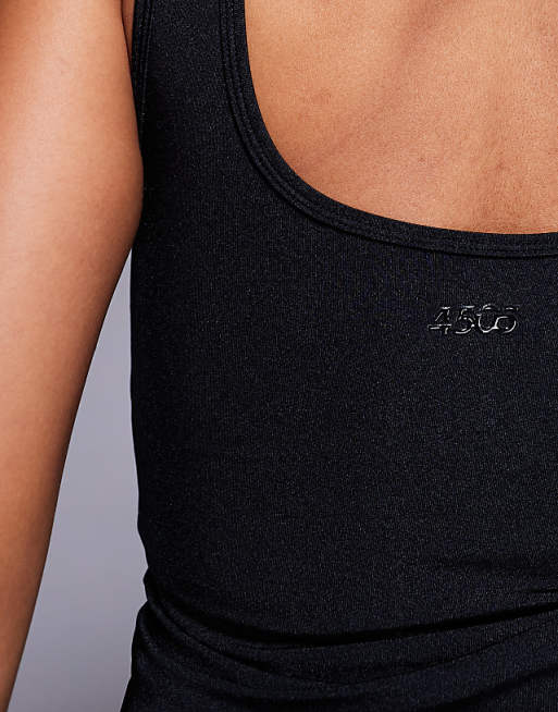 Asos 4505 Icon Active Slightly Cropped Vest In Black High Shine