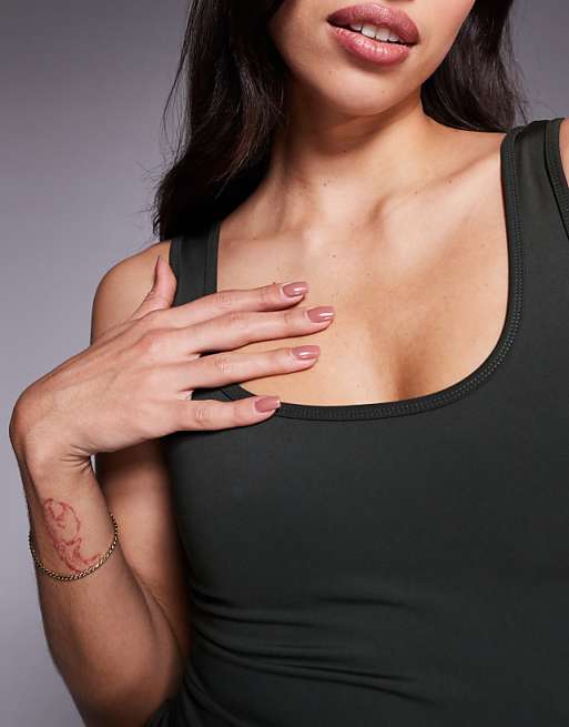 Asos 4505 Icon Active Slightly Cropped Vest In Khaki