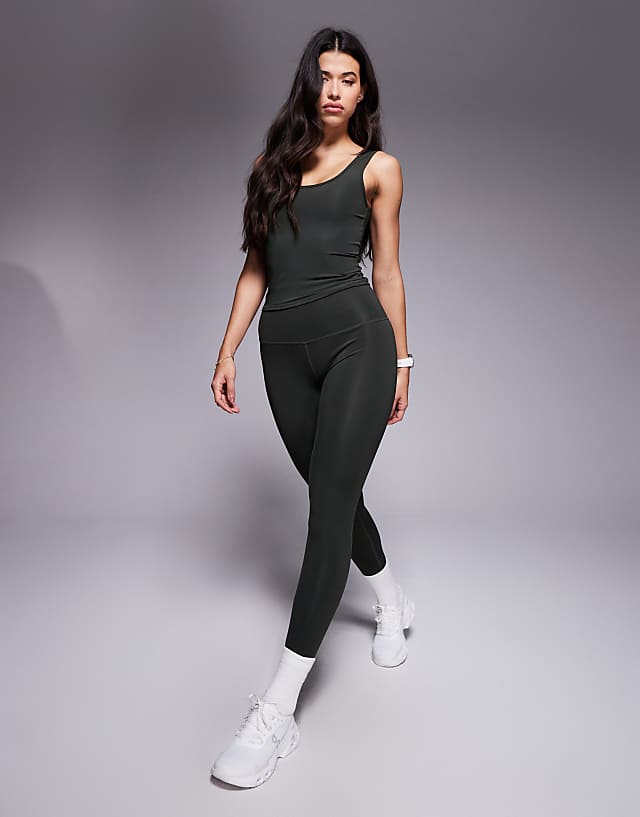 Asos 4505 Icon Active Slightly Cropped Vest In Khaki