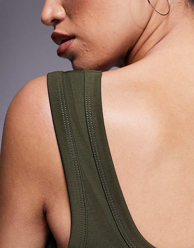 Asos 4505 Icon Active Slightly Cropped Vest In Khaki