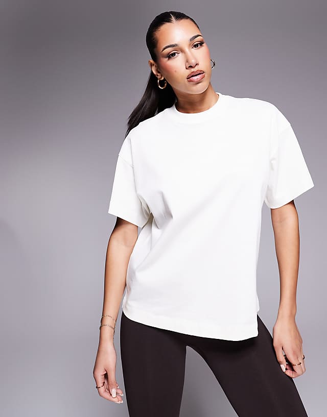 Asos 4505 Icon Back Print Heavyweight Cotton Oversized T-shirt With Quick Dry Finish In Off White
