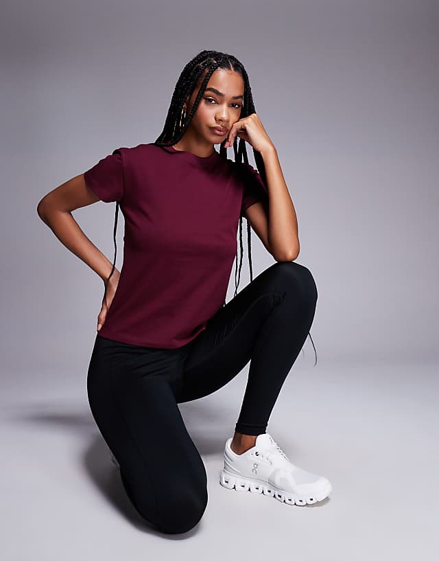 asos 4505 Icon cotton boxy t-shirt with quick dry finish in soft mulberry