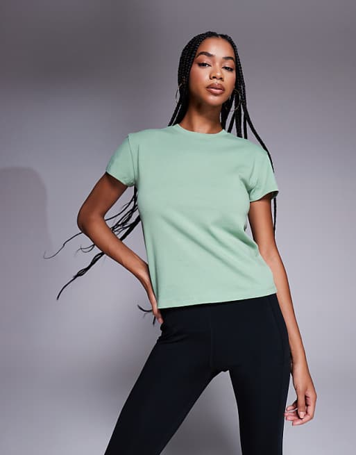 Asos 4505 Icon Cotton Boxy T-shirt With Quick Dry Finish In Matcha