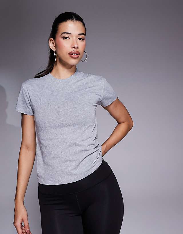 asos 4505 Icon cotton boxy t-shirt with quick dry finish in grey marl