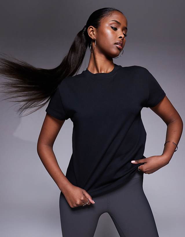 asos 4505 Icon cotton boxy t-shirt with quick dry finish in black