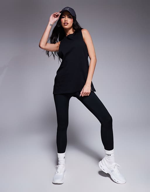 Asos 4505 Icon Cotton Drop Armhole Vest With Quick Dry Finish In Black