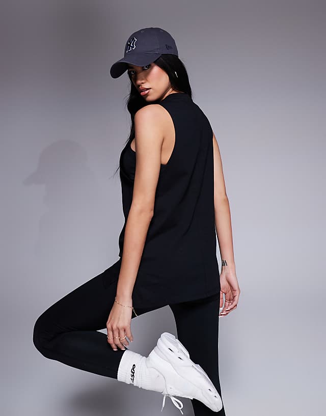 asos 4505 Icon cotton drop armhole vest with quick dry finish in black