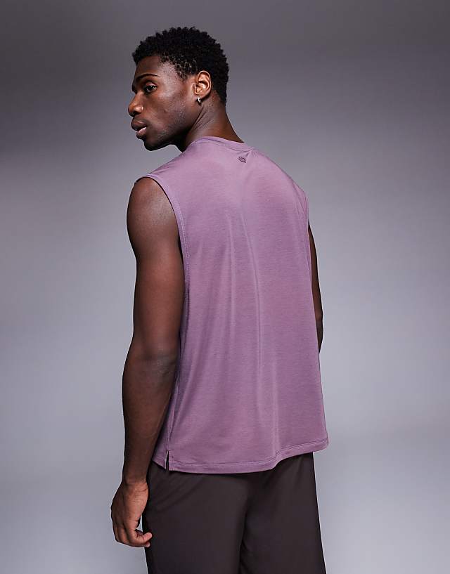 Asos 4505 Icon Cotton Oversized Pump Training Tank With Quick Dry Finish In Lilac