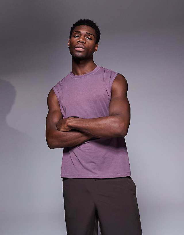 asos 4505 Icon cotton oversized pump training tank with quick dry finish in lilac
