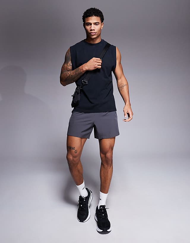 Asos 4505 Icon Cotton Oversized Pump Training Tank With Quick Dry Finish In Black