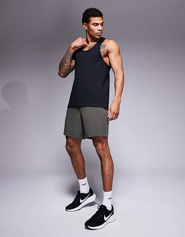 Asos 4505 Icon Cotton Stringer Vest With Quick Dry Finish In Black