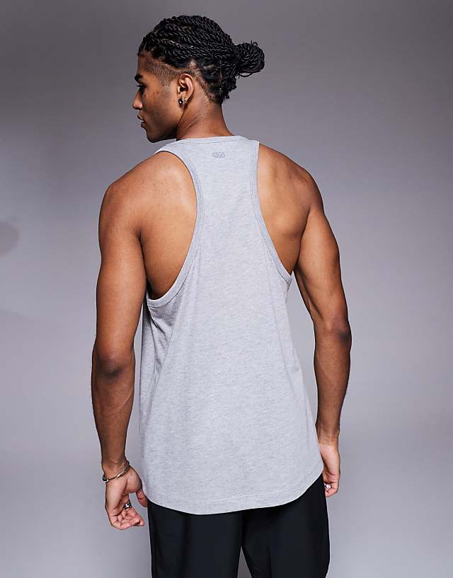 Asos 4505 Icon Cotton Stringer Vest With Quick Dry Finish In Grey