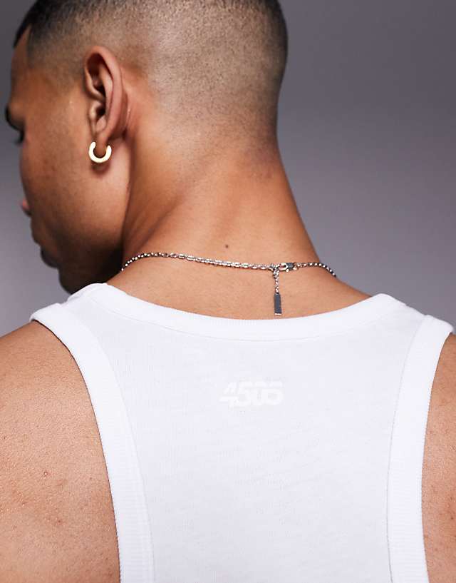 Asos 4505 Icon Cotton Stringer Vest With Quick Dry Finish In White