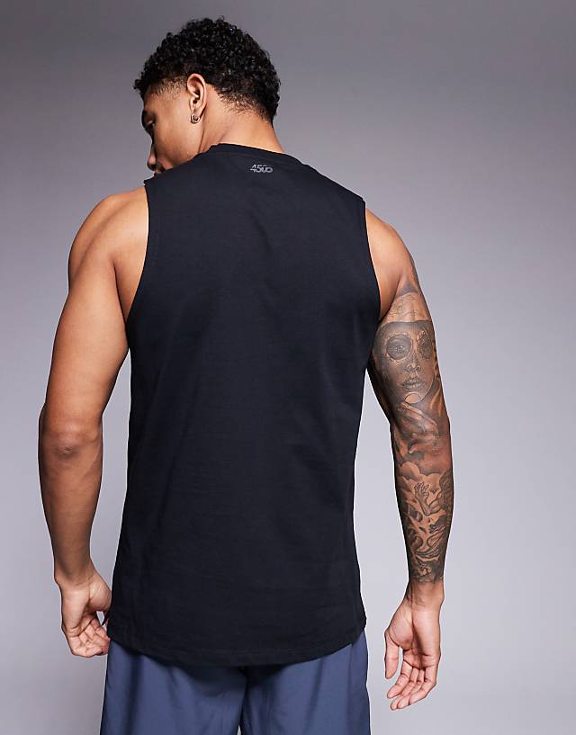 Asos 4505 Icon Cotton Training Vest With Quick Dry Finish In Black