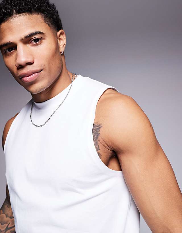 Asos 4505 Icon Cotton Training Vest With Quick Dry Finish In White