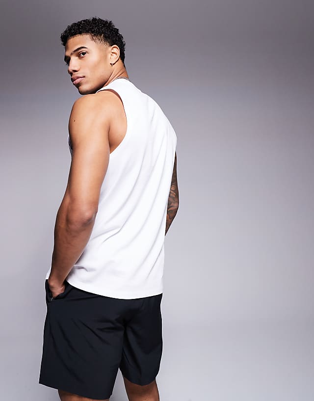 Asos 4505 Icon Cotton Training Vest With Quick Dry Finish In White