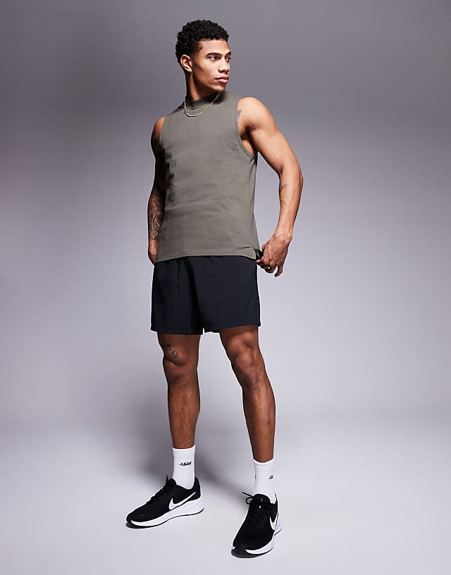 Asos 4505 Icon Cotton Training Vest With Quick Dry Finish In Khaki