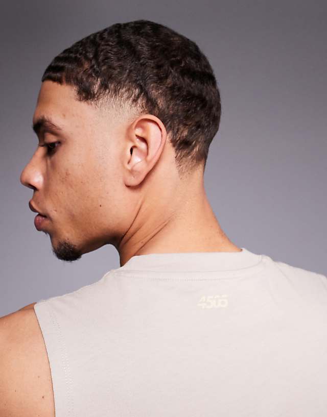 Asos 4505 Icon Cotton Training Vest With Quick Dry Finish In Stone
