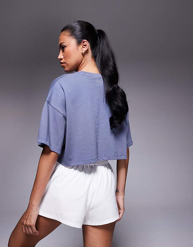 Asos 4505 Icon Heavyweight Cotton Cropped T-shirt With Quick Dry Finish In Cornflower