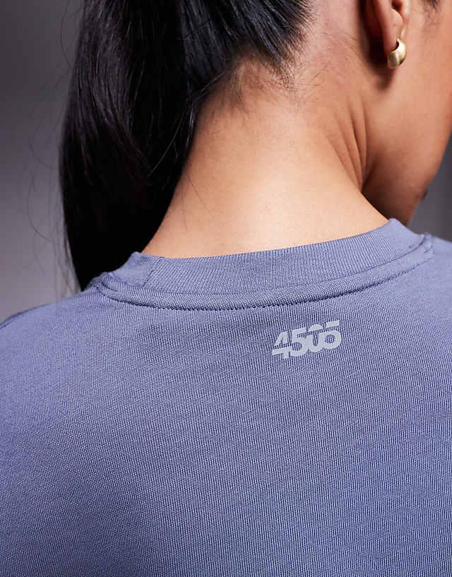 Asos 4505 Icon Heavyweight Cotton Cropped T-shirt With Quick Dry Finish In Cornflower