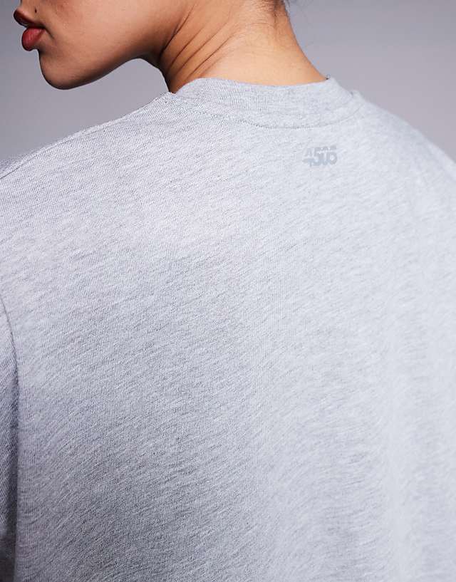 Asos 4505 Icon Heavyweight Cotton Cropped T-shirt With Quick Dry Finish In Grey Marl