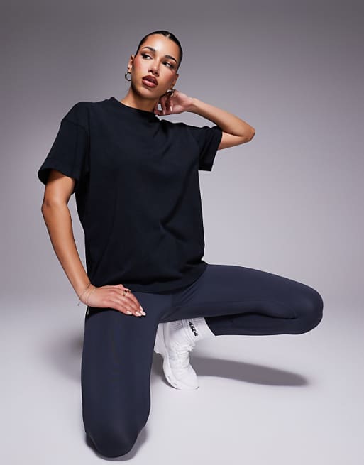 asos 4505 Icon heavyweight cotton oversized t-shirt with quick dry finish in washed black