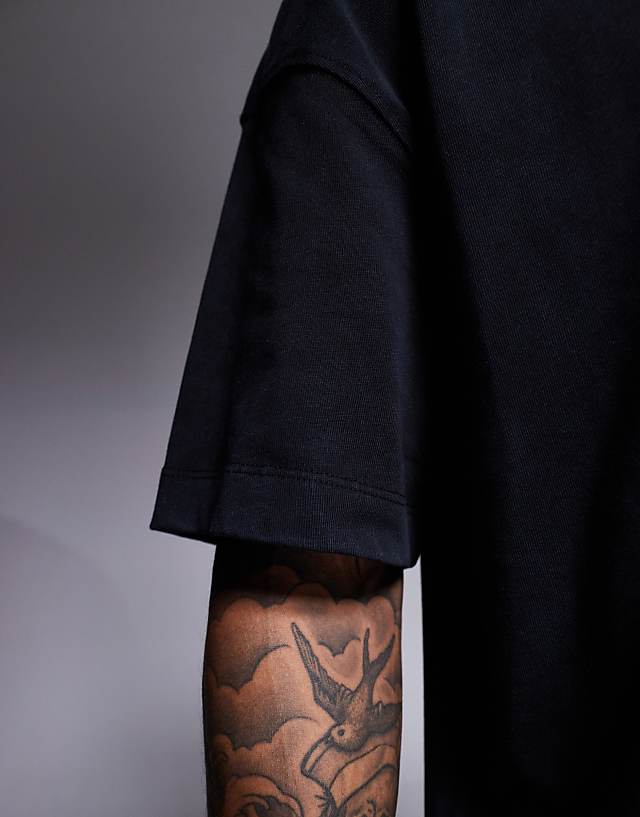 Asos 4505 Icon Heavyweight Cotton Oversized T-shirt With Quick Dry Finish In Black